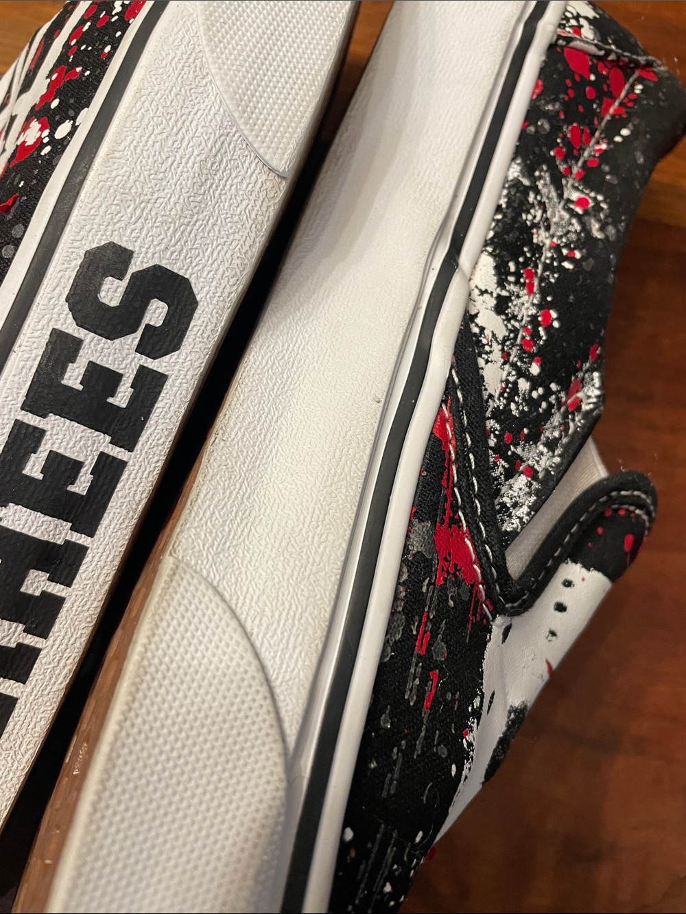 Vans J Voorhees Black/White/Red Friday the 13th Slip-On Graphic Shoes - Picture 5 of 11